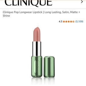 Clinique Pop Longwear Lipstick | Long Lasting, Satin, Matte + Shine Blushing pop